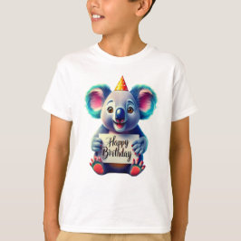 Camiseta Ilustração de Urso Koala de Aniversário Feliz em C