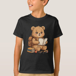 Camiseta Ilustração de Urso Teddy de Volta às Aulas