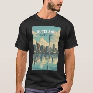 Camiseta Ilustração de Viagem Arte Retro Auckland Nova Zelâ