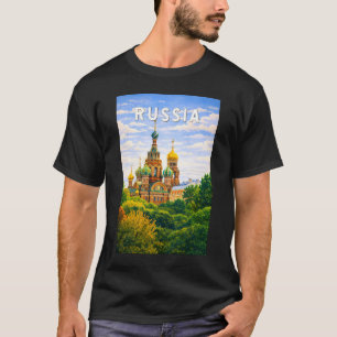 Camiseta Ilustração de viagem da Rússia Arte Vintage
