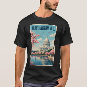 Camiseta Ilustração de viagem das flores de cerejeira em Wa