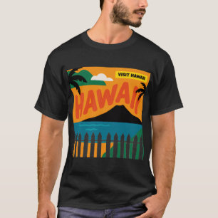 Camiseta Ilustração de Viagem das Ilhas Havaianas Vintage R