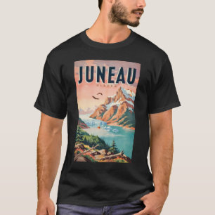 Camiseta Ilustração de Viagem de Arte Vint de Juneau Alasca