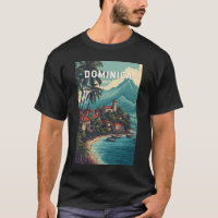 Ilustração de viagem de arte vintage da Dominica