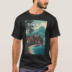Camiseta Ilustração de viagem de arte vintage da Dominica