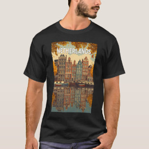 Camiseta Ilustração de Viagem de Arte Vintage da Holanda