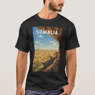 Camiseta Ilustração de Viagem de Arte Vintage da Somália