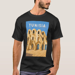 Camiseta Ilustração de Viagem de Arte Vintage da Tunísia