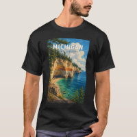 Ilustração de Viagem de Arte Vintage de Michigan