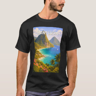 Camiseta Ilustração de viagem de arte vintage de Santa Lúci