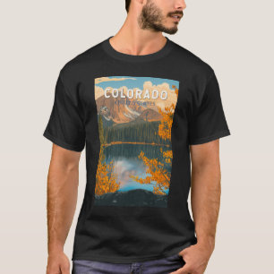 Camiseta Ilustração de Viagem de Arte Vintage do Colorado