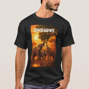 Camiseta Ilustração de viagem de arte vintage do Zimbábue