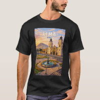 Ilustração de viagem de arte vintage Lima Peru