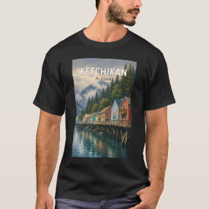 Camiseta Ilustração de Viagem de Ketchikan Alasca Arte Vint