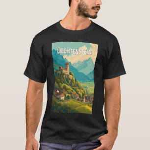 Camiseta Ilustração de viagem de Liechtenstein Arte Vintage