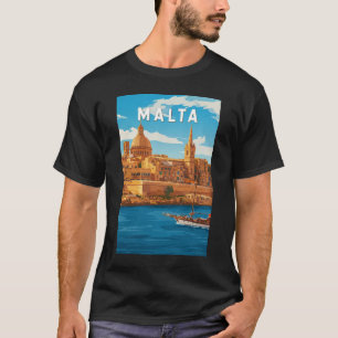 Camiseta Ilustração de viagem de Malta Arte Vintage