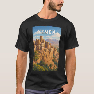 Camiseta Ilustração de viagem do Iêmen Arte Vintage