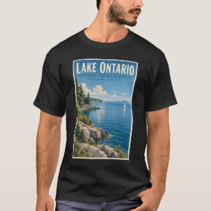 Camiseta Ilustração de viagem do Lago Ontário Arte Vintage