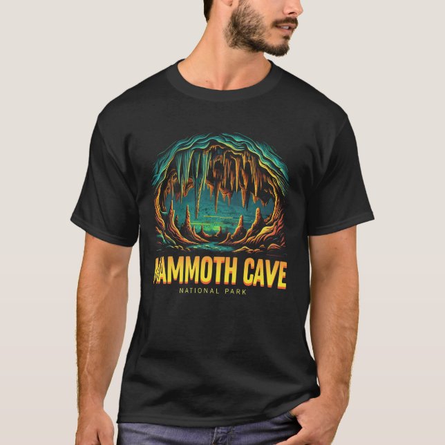 Camiseta Ilustração de Viagem do Parque Nacional da Caverna (Frente)