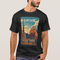 Ilustração de viagem vintage da Letônia