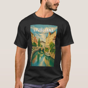 Camiseta Ilustração de viagem vintage de Liubliana Eslovêni