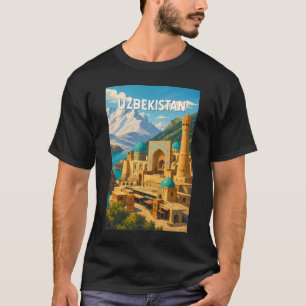 Camiseta Ilustração de viagem vintage do Uzbequistão