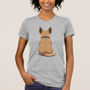 Camiseta Ilustração de Vista Posterior de Cachorro Antigo c