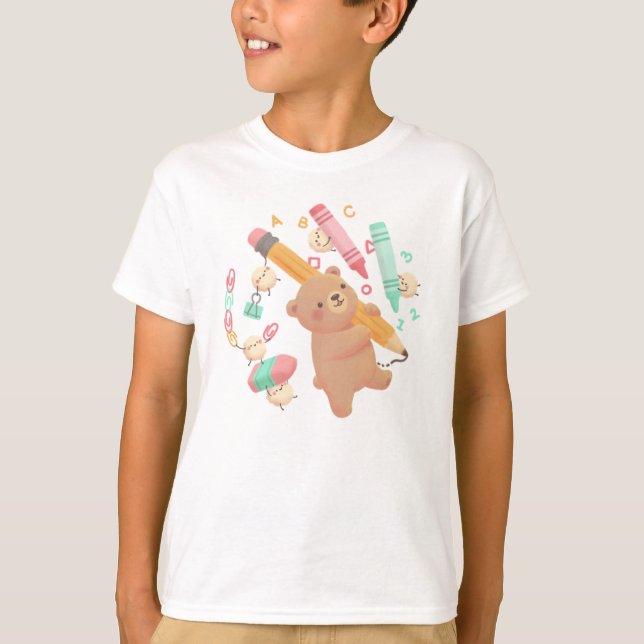 Camiseta Ilustração de volta às aulas do Teddy (Frente)