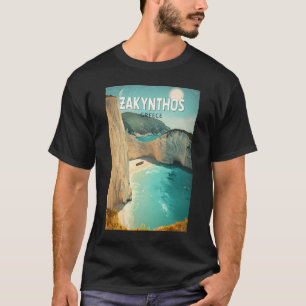 Camiseta Ilustração de Zakynthos Grécia Arte de Viagem Vint
