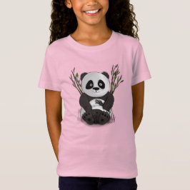 Camiseta Ilustração desenhada à mão de panda com fome