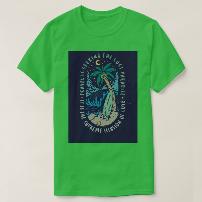 Camiseta Ilustração desenhada à mão para surfar em praias d (Frente do Design)