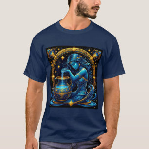 Camiseta Ilustração Digital Bonita do Signo de Aquário