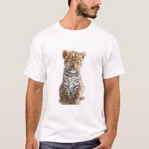 Camiseta Ilustração Digital de Filhote de Leopardo de Olhos
