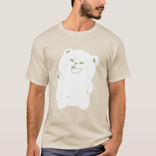 Camiseta Ilustração Digital de Urso Feliz e Simpático Acena