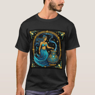 Camiseta Ilustração Digital Linda do Signo de Aquário