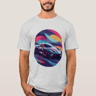 Camiseta Ilustração Dinâmica de Carro Esportivo Futurista