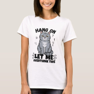 Camiseta Ilustração Divertida de Gato Cinza Julgador