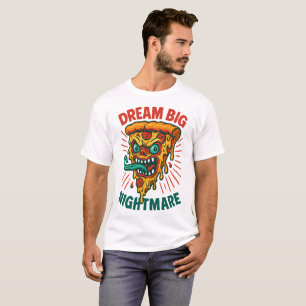 Camiseta Ilustração Divertida de Monstro de Pizza