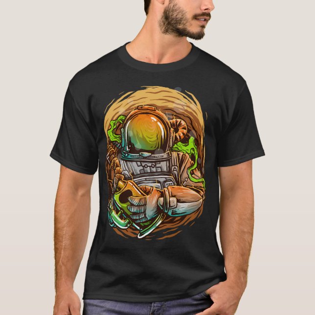 Camiseta Ilustração do Astronauta de Pesca (Frente)