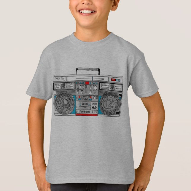 Camiseta ilustração do boombox 80s (Frente)
