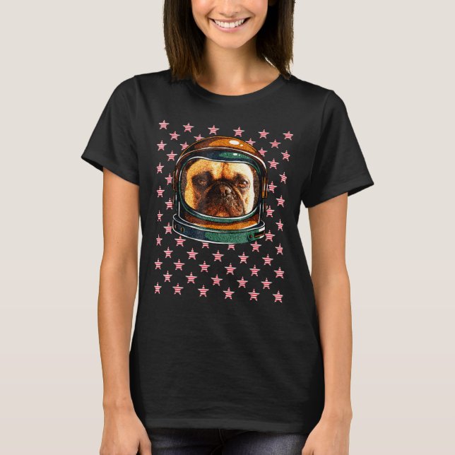 Camiseta Ilustração do Bulldog Francês do Astronauta dos Ca (Frente)