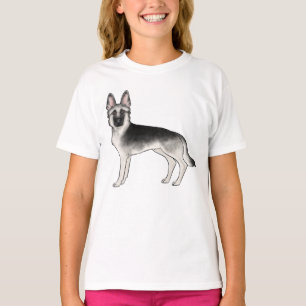 Camiseta Ilustração do Cachorro de German shepherd de Prata