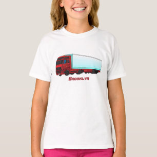 Camiseta Ilustração do caminhão do trailer vermelho