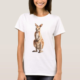 Camiseta Ilustração do Canguru Australiano Dourado em Preto