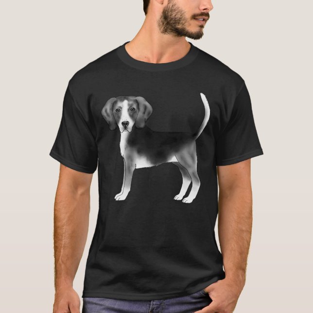 Camiseta Ilustração Do Cão De Beagle Em Preto E Branco (Frente)