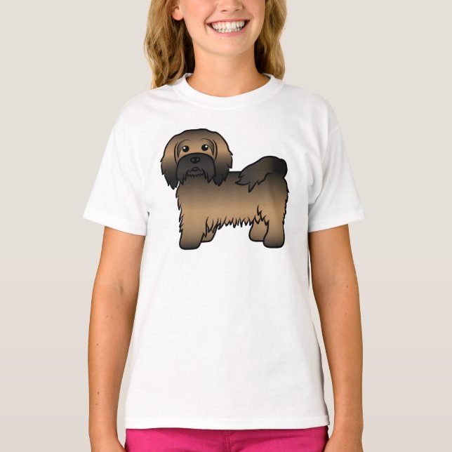 Camiseta Ilustração do Cão de Cartoon Bonito Brindle Havane (Frente)
