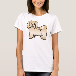 Camiseta Ilustração do Cão de Cartoon Cute Fawn Havanese