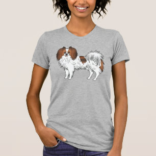 Camiseta Ilustração do Cão de Cartoon Vermelho Phalène Cute