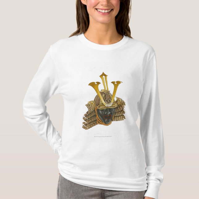 Camiseta Ilustração do capacete do século XVI do samurai (Frente)