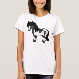 Camiseta Ilustração do Cartoon de Pinto Negro Shetland